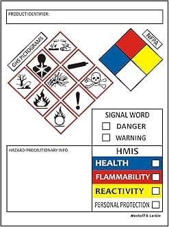 SDS OSHA Data Labels for Chemical Safety 4 x 3 Inches | Perforated Roll of 250 MSDS Stickers with GHS Pictograms & Easy Separating | HMIS & Hazard Compliant | for Secondary Containers