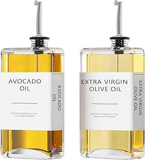 New England Stories Kitchen Cooking Oil Dispenser Set, Olive Oil and Vinegar Bottles, Soy Sauce Dispenser - 2 Pieces, Silver, Durable & Stylish Design