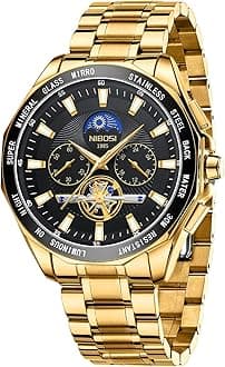 NIBOSI Men's Watch Analog Sport Chronograph Waterproof Watches for Men Business Quartz Tourbillon Casual Wrist Watch Stainless Steel Strap