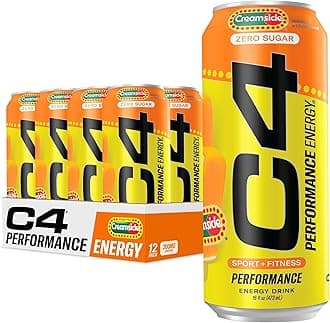 Performance Energy Drink | Zero Sugar Carbonated Preworkout Energy | 200mg Caffeine with Beta Alanine | Orange Creamsicle | 16 Fl Oz (12 Pack)