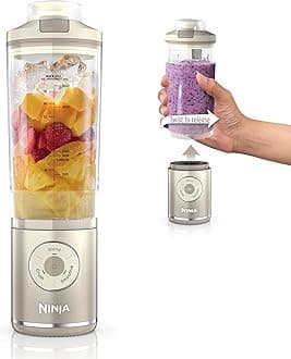 Ninja Blast Max, Portable Blender + Twist & Go, Personal Blender, Ninja Blender, Smoothie, Blend, Ice Crush, 3 Programs, Cordless, 22 oz removable Vessel, Dishwasher Safe, Leakproof, Cream, BC251IV