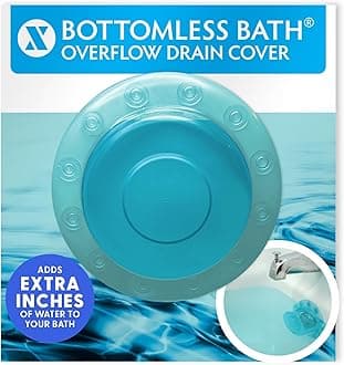 SlipX Solutions Bottomless overflow cover adds water to the tub for a warmer, deeper bath (Turquoise, 4" diameter)