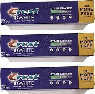 Crest 3D White Stain Eraser Fresh Mint Whitening Toothpaste 2.3 Oz(pack of 3)