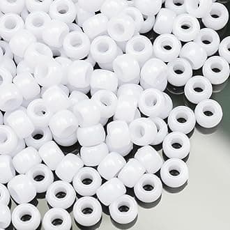 1000 Pcs Acrylic White Pony Beads 6x9mm Bulk for Friendship Bracelet Necklace Jewelry Making Earring Hair Braiding