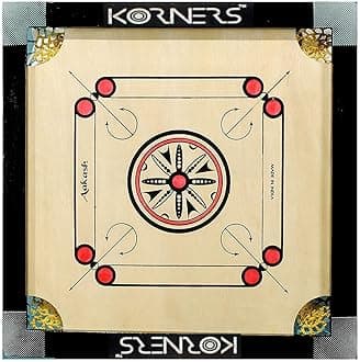 KORNERS Cut Pocket Carrom Board Set of Coins Striker and Carrom Powder (Small 20 Inches)