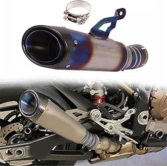 Motorcycle exhaust pipe For BMW S1000RR 2019-2022 2020 2021 Motorcycle Exhaust Titanium Alloy Middle Link Pipe Carbon Fiber Muffer Pipe Exhaust Pipes Muffler(Black-Blue)