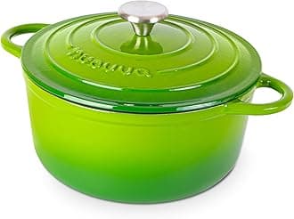 Nuovva Enamelled Cast Iron Dutch Oven Pot with Lid – 5 Quart Casserole Dish – Ceramic Dutch Oven for Bread Baking, Roasting, Braising & Stews – Oven Safe up to 500°F – 24cm Green