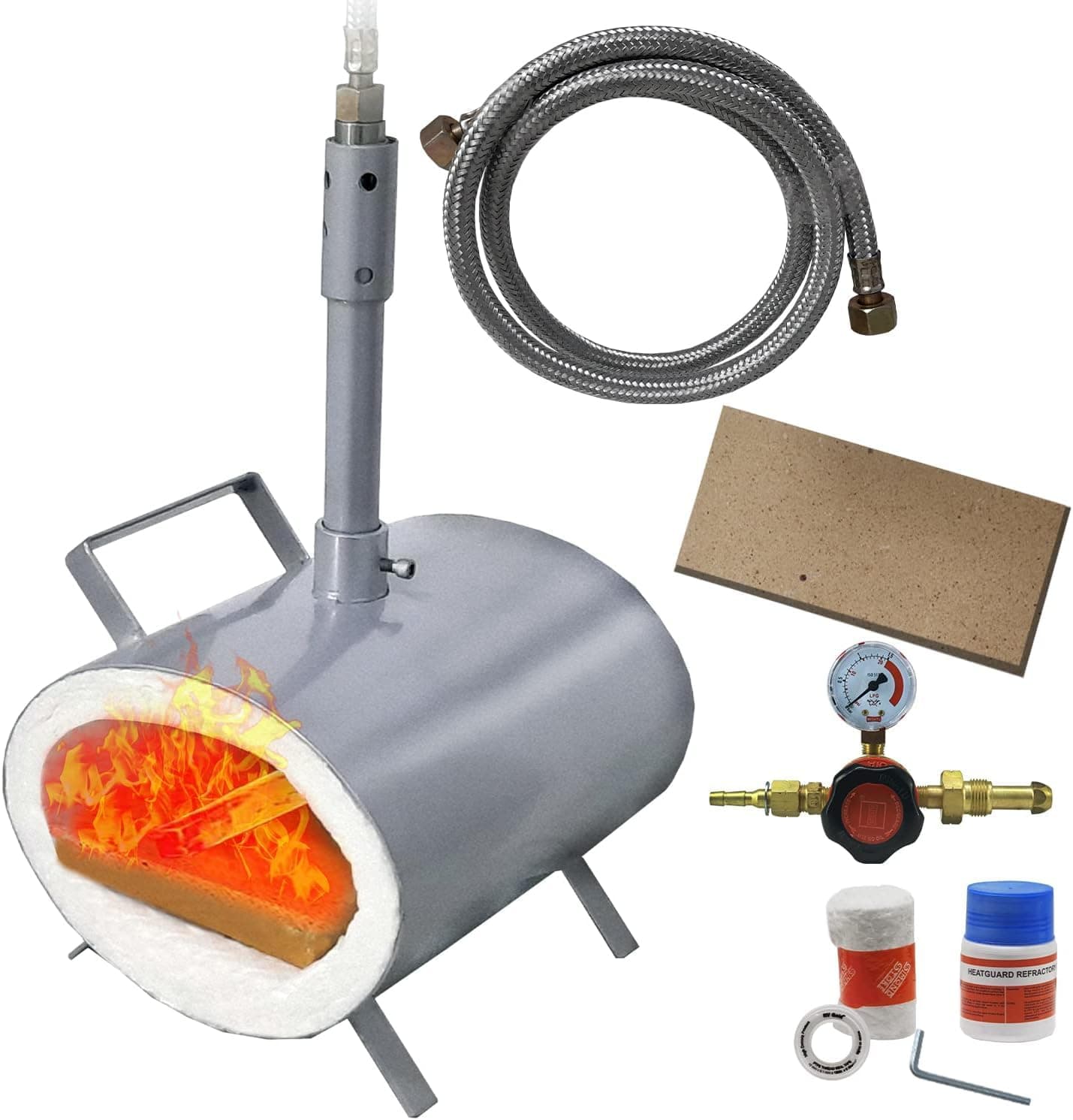 FEBTECHPropane Forge Single Burner - Portable Blacksmith Forge Kit Metal Forge for Knife Making Professionals Artists Hobbyists Farrier Forging Blacksmithing Forge Tools Equipment Oval Shape Forge