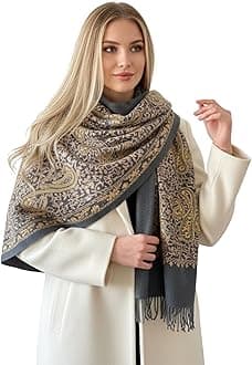 Women Pashmina Scarf Shawl Wrap, Large Long Paisley Floral Rainbow Ladies Scarves, Wearable Winter Blanket Scarfs, Indian Shawl Wedding Evening Stole, Cashmere & Cotton