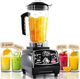 Professional Blender, ETL listed 68oz Commercial Blender for kitchen Max 1800W High Power Home and Commercial with Timer, Smoothie Maker 2200ml for Crushing Ice, Frozen Dessert, Soup,fish