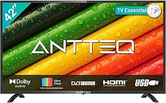 Antteq AB42D1.07 cm Dolby Audio LED TV Triple Tuner DVB-C / T2 / S2 CI+ HDMI USB Media Player Digital Audio Output with LCD Display and DVD Player Hotel Mode