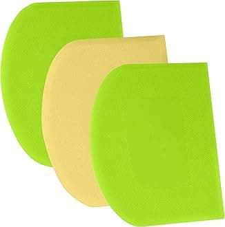 SURDOCA Dough Scraper Bench Scraper - 3P 4.7x3.7" Plastic Flexible Bowl Scraper, Sharp Edge & Angles Cake Scraper. Non-Slip Bakeware Decorating Tools Sculpting & Modeling Tools - Green+Yellow+Green