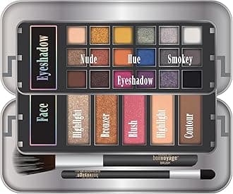 bonvoyage Hello Beautiful 26-Piece Makeup Set with Mirror, Eyeshadow, Bronzer, Blush, Highlighter and Brushes, Portable Makeup Set with Blendable, Intense Colours