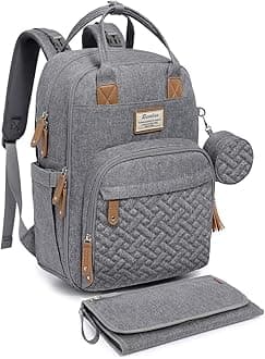 RUVALINODiaper Bag Backpack, Neutral All-in-One Baby Bags for Boy Girl, Multifunction Travel Backpack