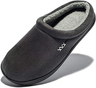 NewDenBer Men's Warm Memory Foam Suede Plush Fleece Lined Slip on Indoor Outdoor Clog House Slippers