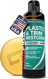 Carfidant Plastic Restorer for Cars – Refreshes Faded Plastic, Vinyl & Rubber Trim with Polish for Deep Shine – Protects Against UV & Dirt – Black Exterior & Interior Care for Detailing - 8.4 fl. Oz.