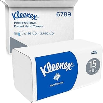 Kleenex Paper Towels, V-Fold 2-Ply Hand Towels, Ultra-Absorbent, Tear-Resistant, FSC- Certified, Compatible with Kimberly-Clark Dispensers, 15 Packs x 186 Towels (2,790 tot.), Model nr. 6789