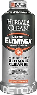 Herbal Clean Same Day Ultra Eliminex Detox Cleanse Drink* (32 fl oz) - Straw-Mango Flavor Full Body Cleanse Detox Drink with Milk Thistle Seed* for high Toxin*, Vitamin B12 for Men & Women