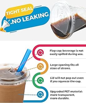 12 oz Clear Plastic Cups with Strawless-Sip-Lids, 25 Sets Disposable Cups Plastic Iced Coffee Cups, To Go Cups with Sip Through Lids for Smoothie, Milkshake, Cold Drinks for Party, Wedding, Event