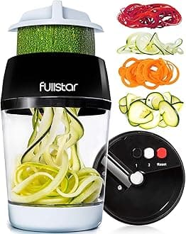 Spiralizer for Vegetables - Vegetable Slicer - Zucchini Courgette Spiralizer Zoodles Noodles Spaghetti Maker - Veggie Veg Carrot Cucumber Slicer Spiral Cutter - Kitchen Tools & Gadgets (4-in-1)
