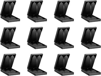 Allure - Bulk Case Of 12 - Small Necklace Box With LED Light, Square Shaped, Elegant Diamond Necklace Case, For Unique Proposal Or Wedding, Luxury Black Velvet Interior Jewelry Display Gift Box.