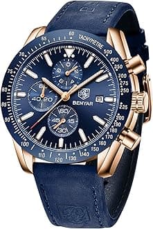 - BY BENYAR Watch for Men Analog Quartz Chronograph Waterproof Luminous Designer Mens Wrist Watches Business Work Sport Casual Dress Watch with Silicone Strap Elegant Gifts for Men