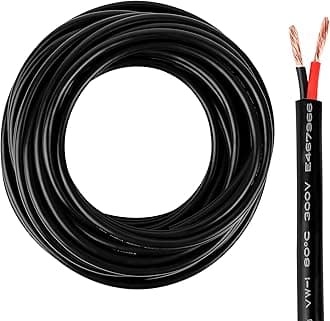 10 Gauge 2 Conductor Wire 10 AWG Electrical Wire Stranded PVC Oxygen-Free Copper Cable 100FT 300V 2 Core Flexible Extension Power Cord for Auto, LED Lamp Lighting Strips, Automotive