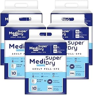 Adult Diaper Pants | Double Extra Large (2XL) |Waist 152-205 cm (60-80 inches) |High Absorbency -10 Hrs |Leakproof |Breathable |Odourless |Elastic Waist |Men & Women | 50 Units, Pack of 5