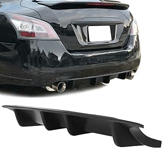 Compatible with/Replacement for Rear Bumper Lip, STL Style PU Rear Lip Diffuser Black, Fits 2009 2010 2011 2012 2013 2014 2015 Nissan Maxima Sedan