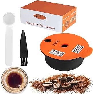 Reusable Coffee Capsules, Compatible with Bosch Tassimo Machines,Refillable Coffee Filter,Coffee Pods with Readable Barcode (200 ML), A-orange