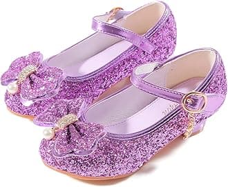 BFOEL Girls Dress Shoes Adorable Sparkle Mary Jane Flats for Wedding Party
