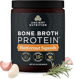 Bone Broth Protein Powder by Ancient Nutrition, Butternut Squash, Grass-Fed Chicken and Beef Bone Broth Powder, 15g Protein Per Serving, Supports a Healthy Gut,15 Servings…