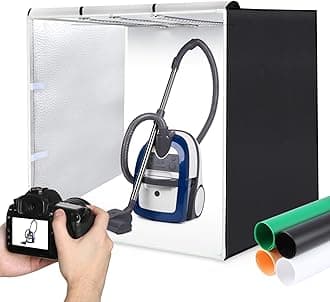 Photo Studio Light Box, PULUZ 80cm/32 inch Portable Lightbox Photo Shooting Tent Folding Photography Lighting Kit with 126 LED Lights & 3 Colors Backdrops (Black, White, Orange)