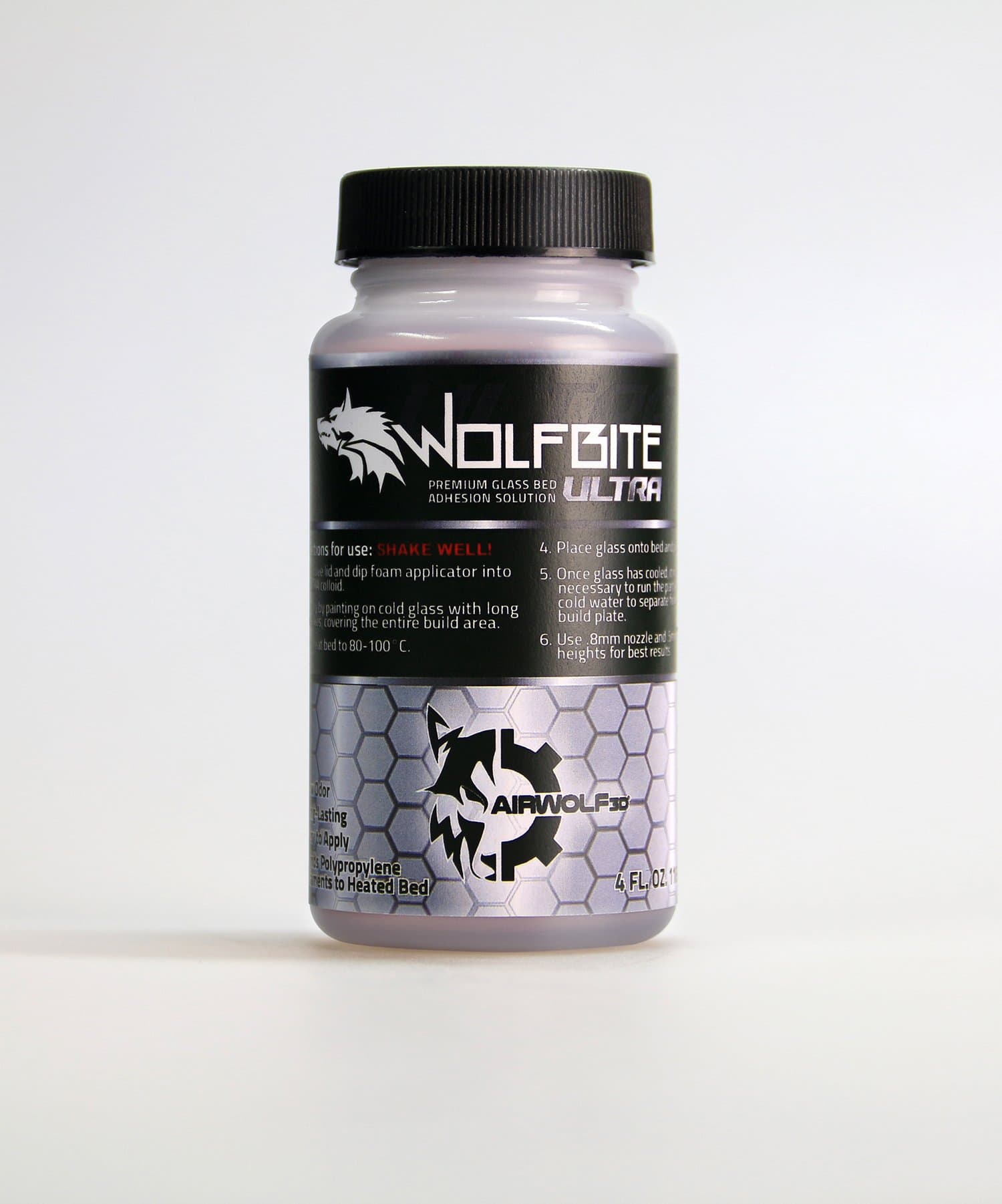 Wolfbite Ultra 4 Ounce 3D Printer Bed Adhesive for 3D Printing Polypropylene Without Warping, Curling, or Lifting