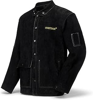 Leather Welding Jacket Black;Heavy Duty Safety Jacket;Heat and Flame Resistant