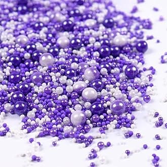 Purple Sprinkles for Cake Decorating, Pearl Sprinkles, Edible Pearls, Cake Pearls for Baby Showers, Weddings, Birthdays, Gender Reveal, Halloween(120g/4.23oz)