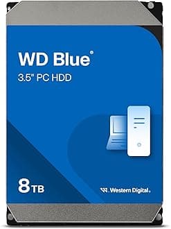 Western Digital 8TB WD Blue PC Internal Hard Drive HDD - 5640 RPM, SATA 6 Gb/s, 256 MB Cache, 3.5" - WD80EAAZ