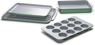 Caraway Nonstick Ceramic Bakeware Set (5 Pieces) - Baking Sheets, Assorted Baking Pans & Storage - Aluminized Steel Body - Non Toxic, PTFE & PFOA Free - Sage