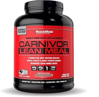 CARNIVOR Lean Meal Whole Food Meal Replacement Shake, MRE, Beef Protein Isolate, White Potato, Sweet Potato, 40g Protein, 40 g Carbs, Lactose Free, Sugar Free, Chocolate Fudge 20 Servings