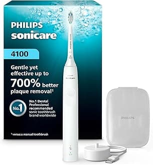 4100 Rechargeable Electric Toothbrush, Advanced Plaque Removal, Pressure Sensor, Includes Brush Head Case, White BD5002AZ