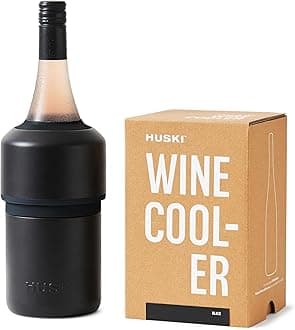 Huski Wine Chiller | Award Winning Iceless Design | Keeps Wine Cold up to 6 Hours | Wine Accessory | Next Generation Ice Bucket | Fits Some Champagne Bottles | Perfect Gift for Wine Lovers (Black)
