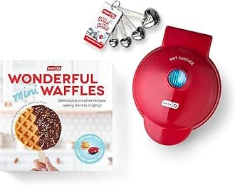 DMWGS001RD Machine for Individual, Paninis, Hash Browns, & other Mini waffle maker, 4 inch, Red Gift Set