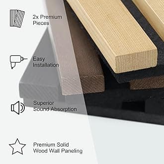 ROOMTEC 2 Pack Acoustic Solid Wood Wall Panels, 94.49” x 12.6” Soundproof Wall Panels, Wood Slat Wall Panels for Wall Decor (Walnut)