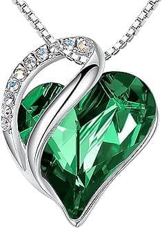 Leafael Infinity Love Heart Necklace, Birthstone Necklace for Women with Healing Crystal, Allergy-Free necklace chain, Jewelry Gift for Women, Pendant for Women with Gift Box, 18+2 Inch chain Extender