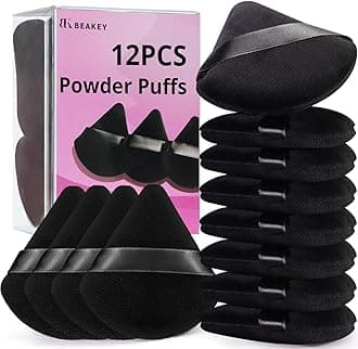 BEAKEY 12pcs Powder Puff Face Powder Triangle Makeup Puff Loose & Cosmetic Foundation Wedge Shape Velour Cosmetic Sponge Contour