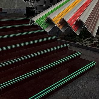 L-Shaped Glow-in-the-Dark Stair Anti-Slip strip, Self-Adhesive Stair nosing trim, Length 1M, Red&Grey