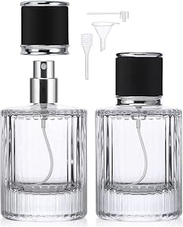 Segbeauty 1.7oz Refillable Perfume Bottle Travel, 50ml Cologne Atomizer Sprayer Empty, 2 Pack Vintage Perfume Bottles Glass Fine Mist Spray Bottle Toiletries Sample Container for Liquids
