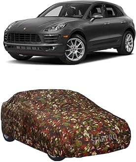 ABORDABLE UV Proof All Weather Car Cover Compatible with Porsche Macan Water Resistant Car Cover (Military Color with Mirror)|Car Accessories