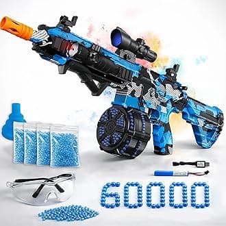 Electric Gel Ball Blaster, High Speed Automatic Splatter Ball Blaster with 60000+ and Goggles, JIFTOK Rechargeable Splatter Ball Toys for Outdoor Activities Shooting Game Party Favors-Blue Black