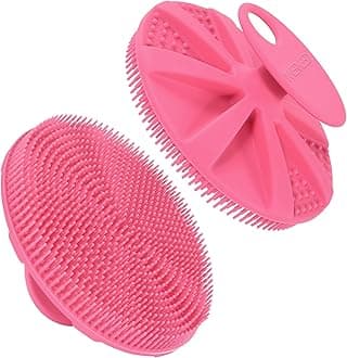 INNERNEED Food-Grade Soft Silicone Body Scrubber Shower Brush Handheld Cleansing Skin Brush, Gentle Exfoliating and Lather Well (Pink)